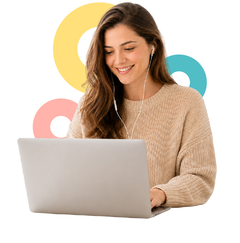 Estudiante de francés con notebook